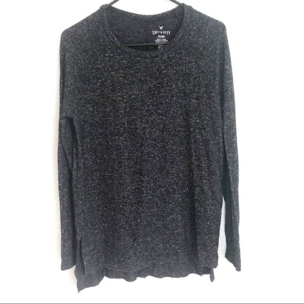 American Eagle Soft & Sexy Long Sleeve Black Tee tunic top